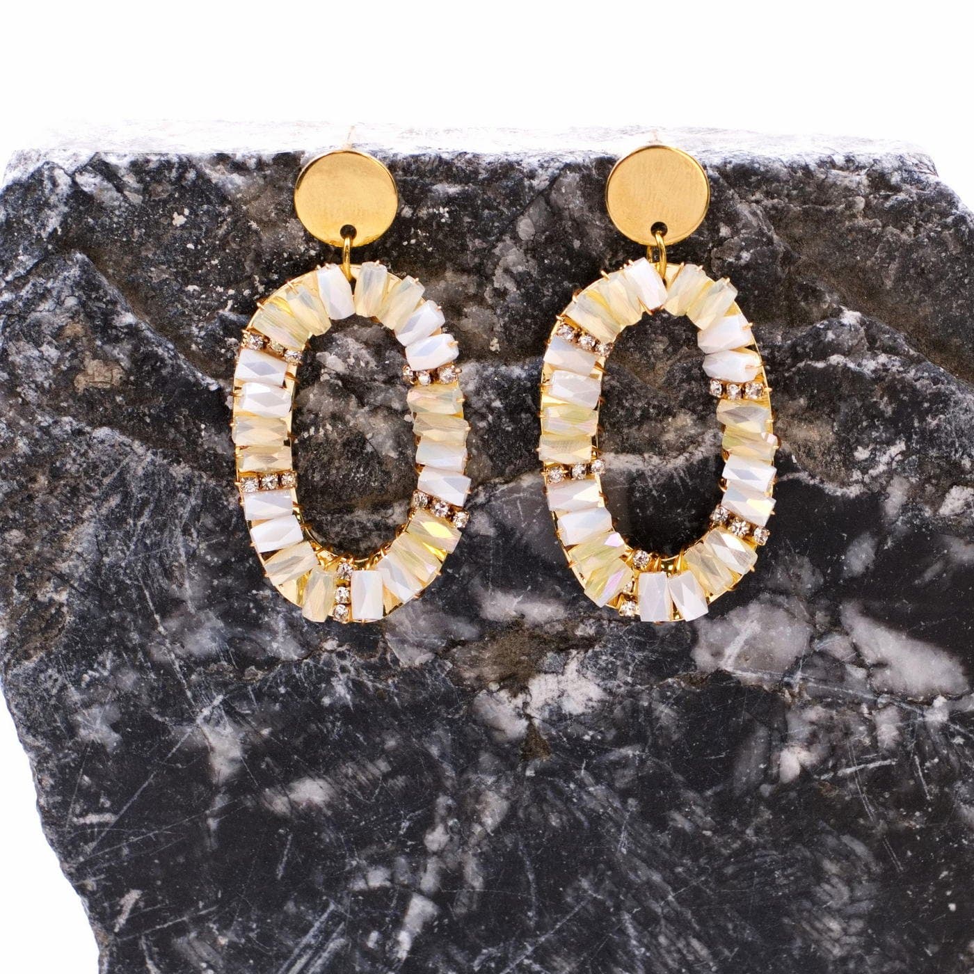 Steel & Crystals Oval Earrings — Earrings from Toolittle