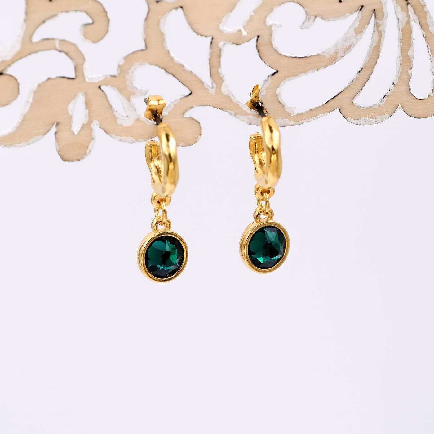 Gold-plated hoop earrings with crystals — Earrings from Toolittle