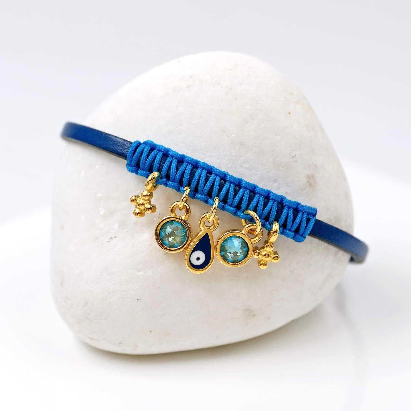 Leather bracelet with crystals and enamel — Bracelets from Toolittle
