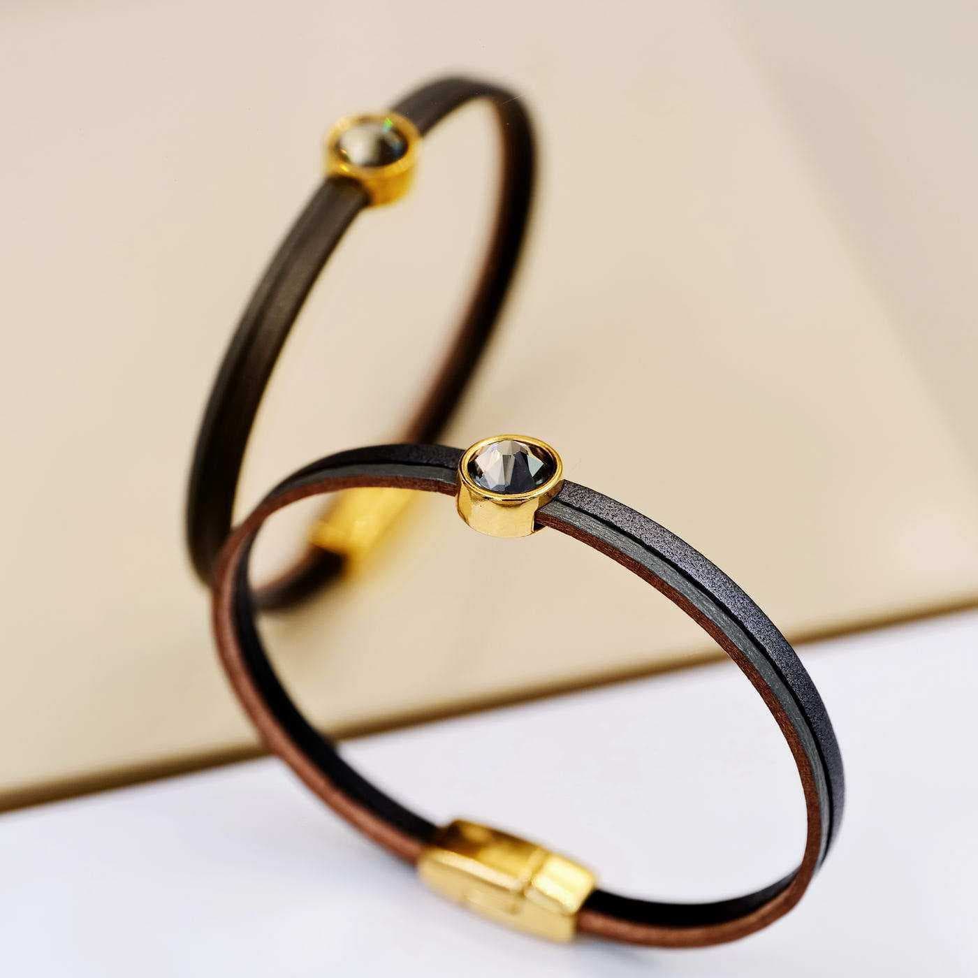 Leather bracelet with crystal — Bracelets from Toolittle