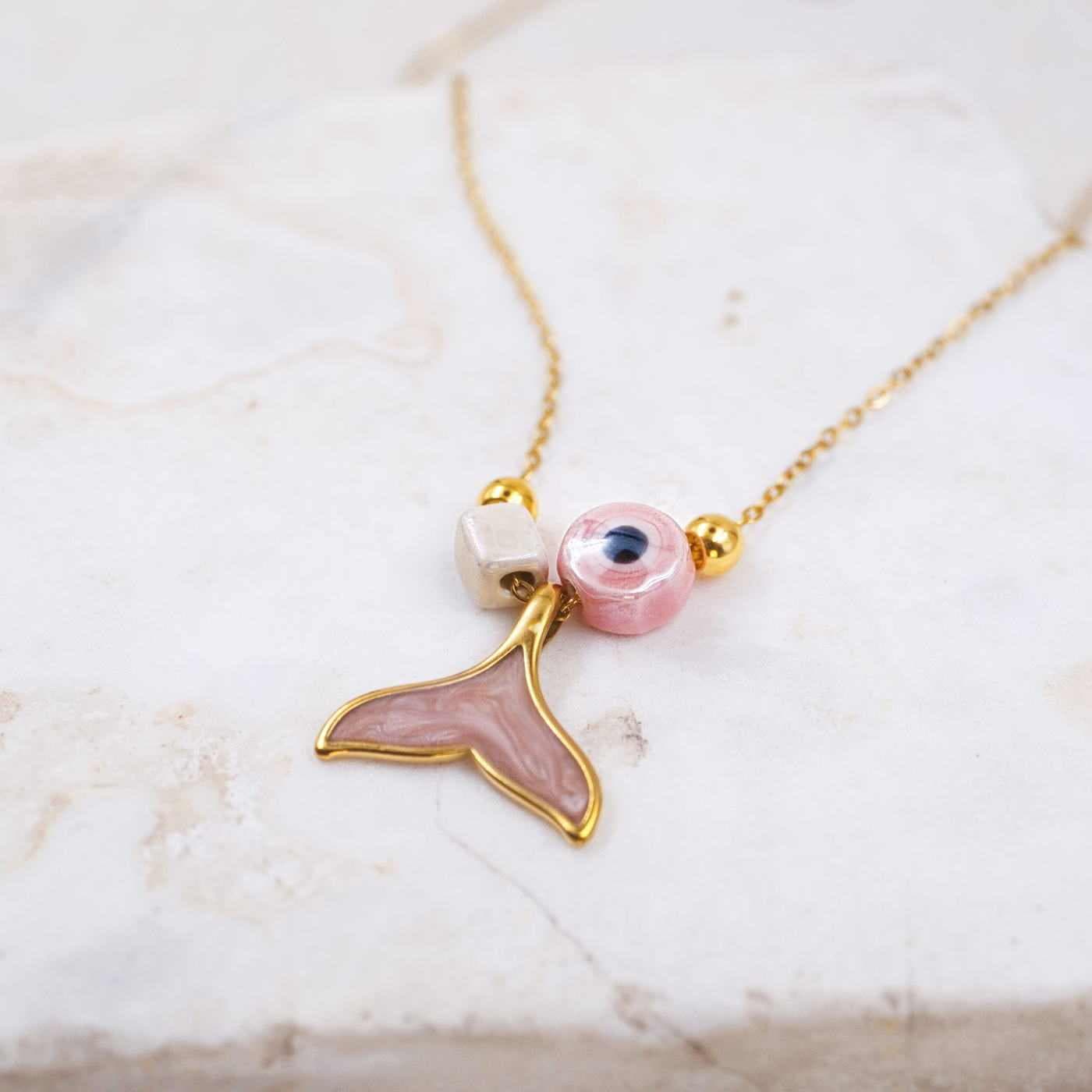Enamelled Fish Tail & Evil Eye Necklace — Necklaces from Toolittle