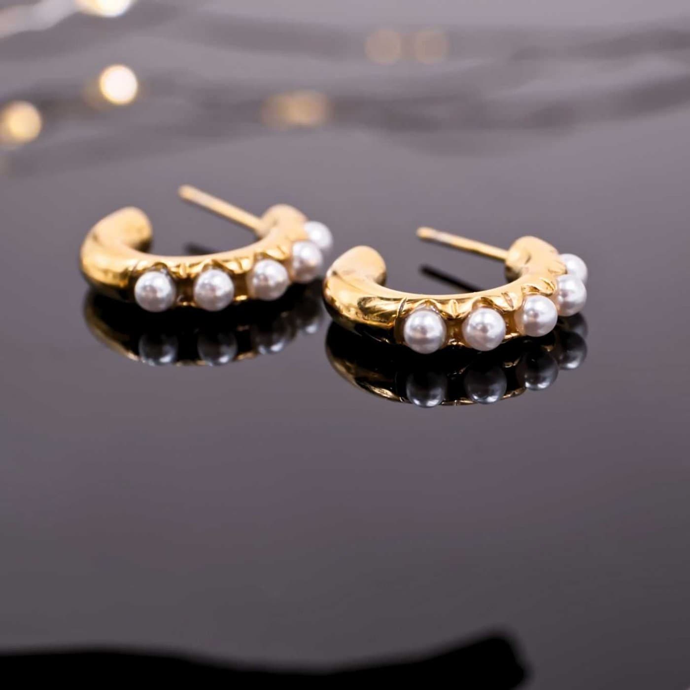 Pearls Hoop Earrings – Timeless Elegance — Earrings from Toolittle