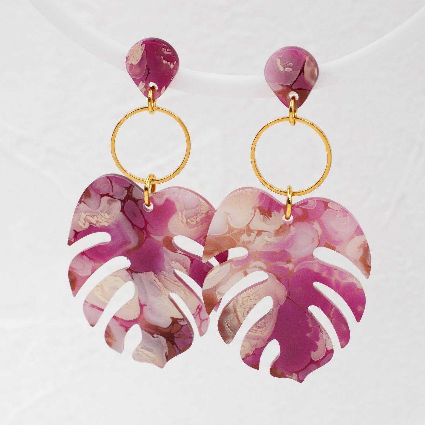 Earrings with Plexiglass Leaf — Earrings from Toolittle