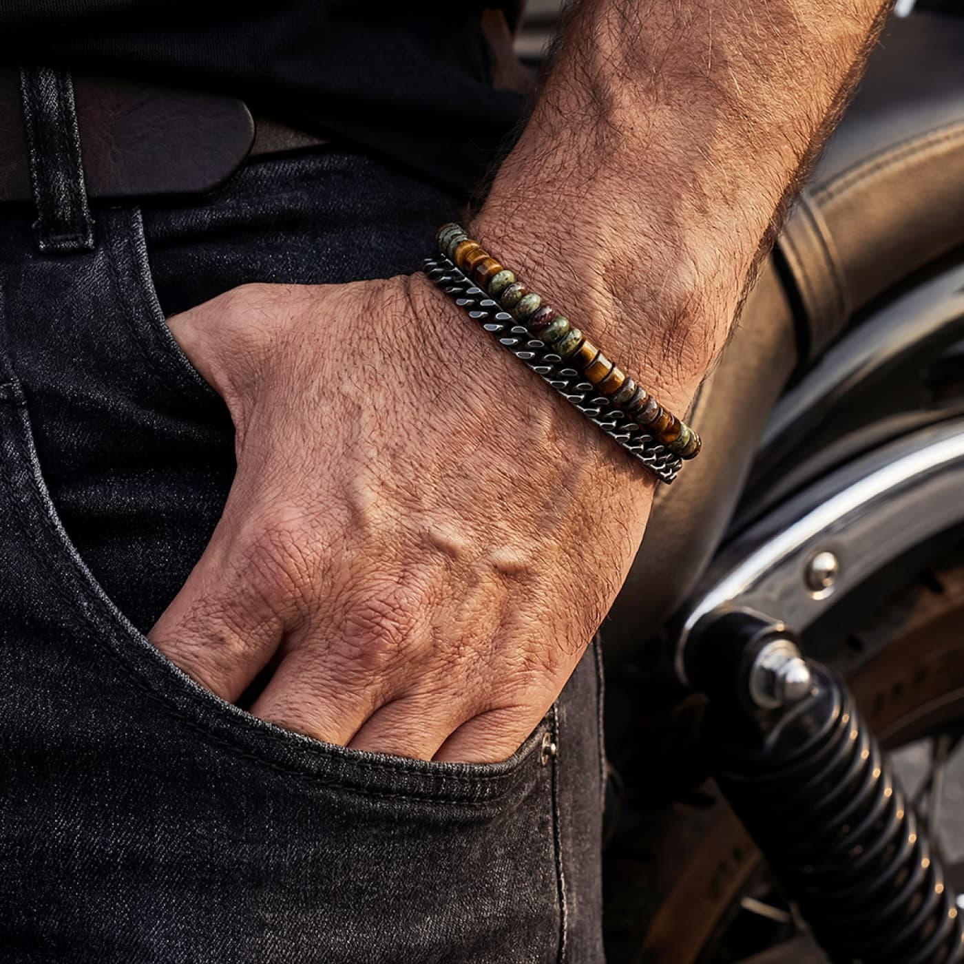 Men's Bracelet | Chunky Chain & Semiprecious Stones — Bracelets from Toolittle