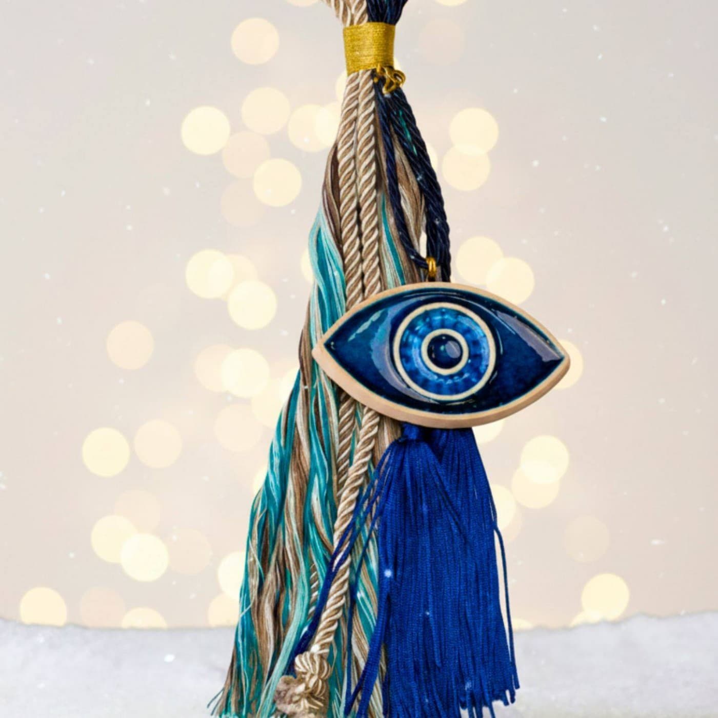 Hanging Lucky Charm with Ceramic Evil Eye & Enamel — Pendants & charms from Toolittle