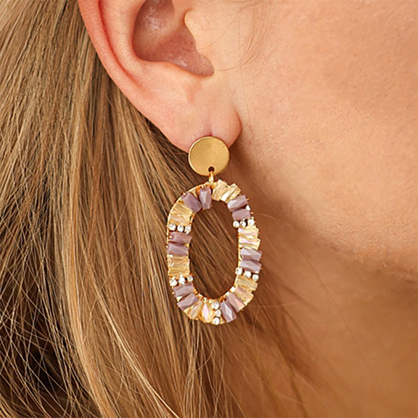 Steel & Crystals Oval Earrings — Earrings from Toolittle