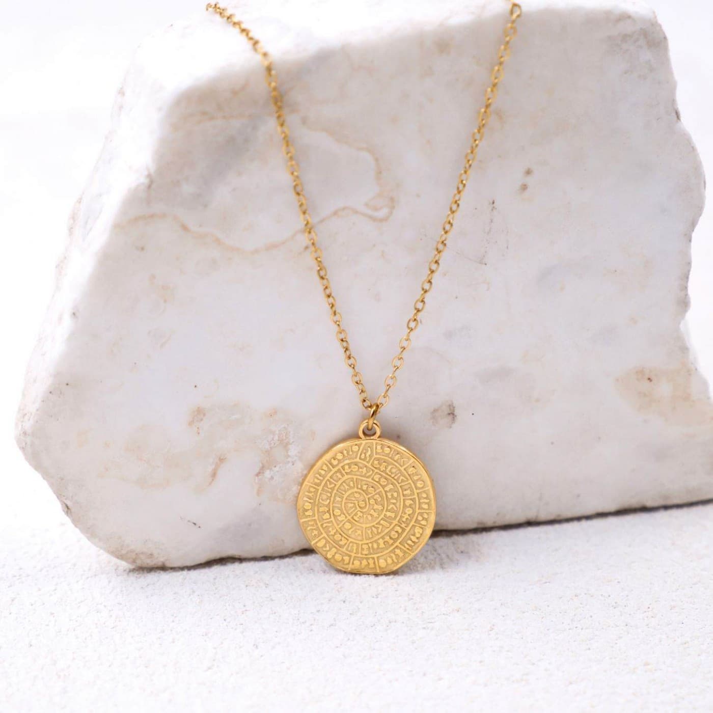 Stainless Steel Jewelry: Handmade Necklace - Phaistos Disc — Necklaces from Toolittle