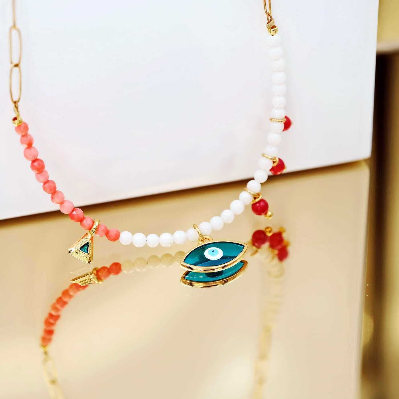 Pebbles Evil-Eye Necklace with Enamel & Semi-precious stones — Necklaces from Toolittle