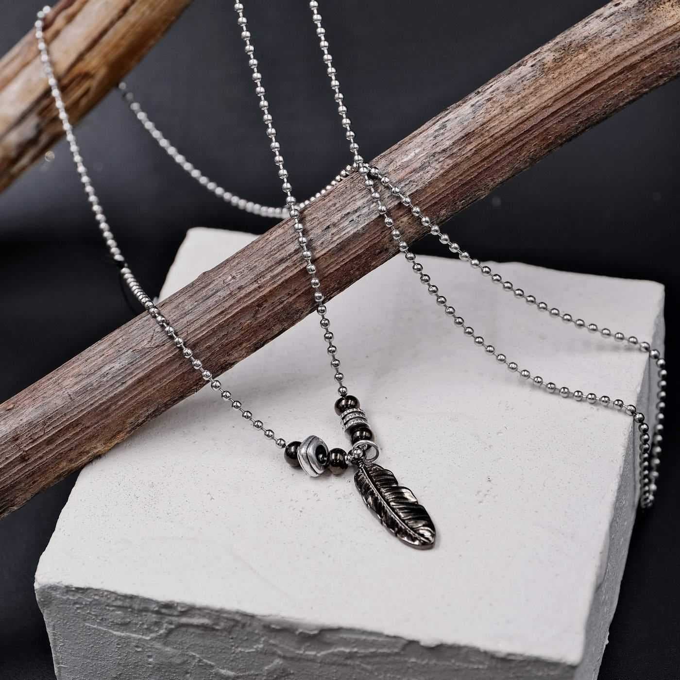 Men's necklace Feather — Necklaces from Toolittle
