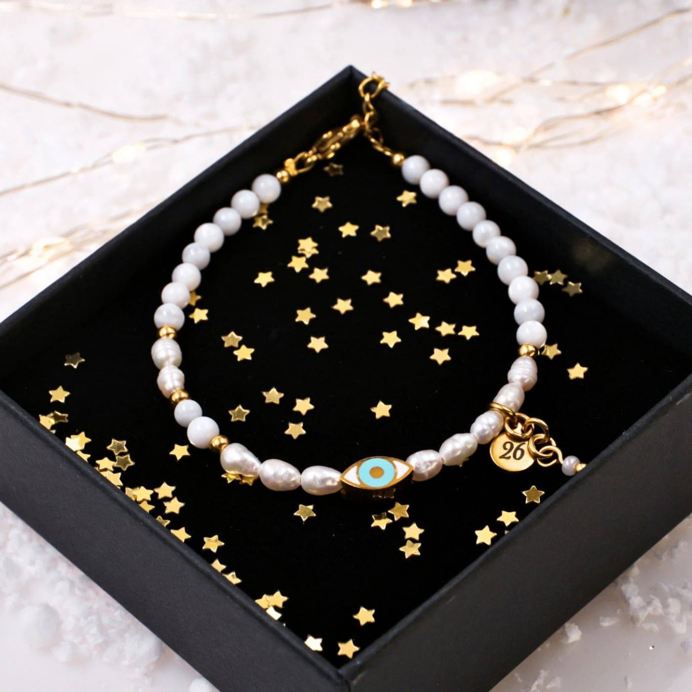 Eye Lucky Bracelet - Steel, Fresh Water Pearls & Eye — Pendants & charms from Toolittle