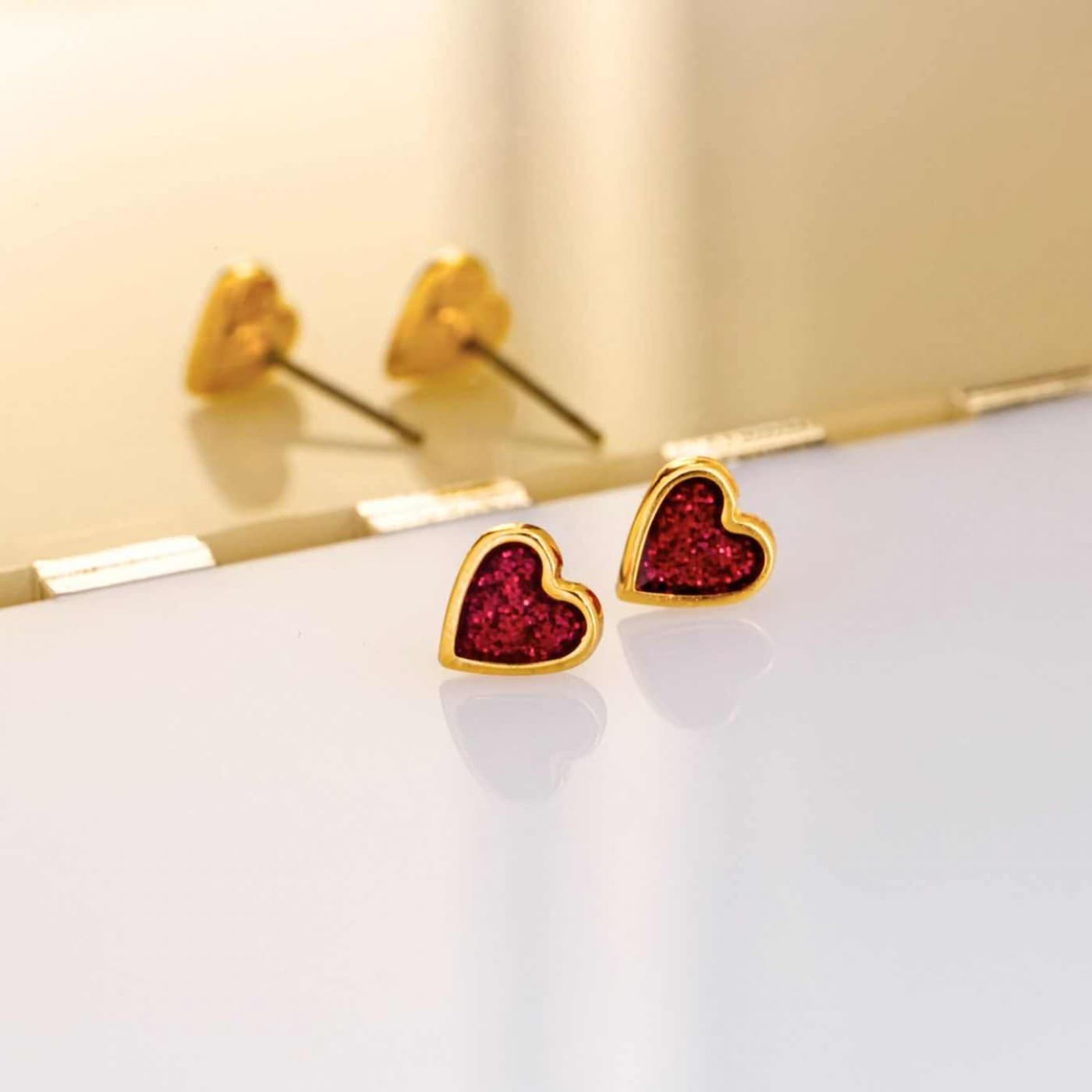 Gold-plated Heart Earrings with Enamel — Earrings from Toolittle