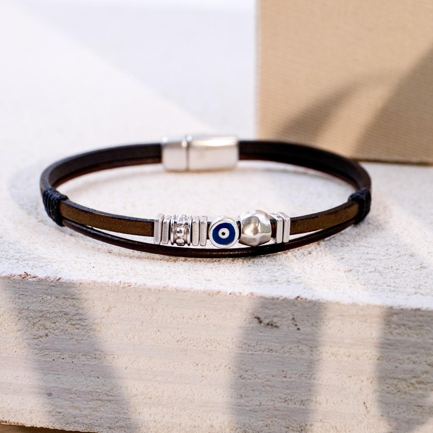 Evil Eye Leather Men's Bracelet — Bracelets from Toolittle