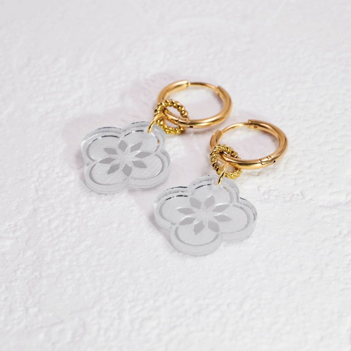 Plexiglass Flower Hoop Earrings — Earrings from Toolittle