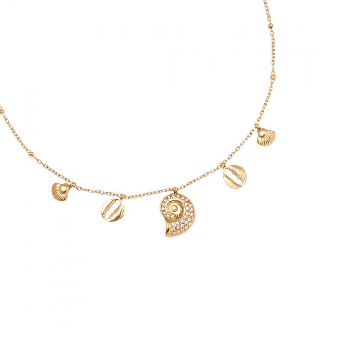 Stainless Steel Jewelry: Necklace with Metal Shells & Rhinestones — Necklaces from Toolittle
