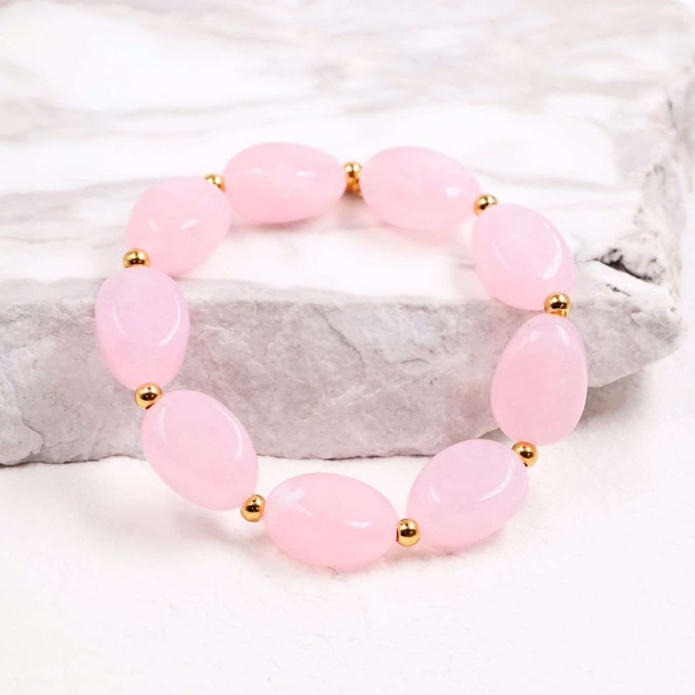 Pink Elastic Bracelet | Stainless Steel & Acrylic Stones — Bracelets from Toolittle