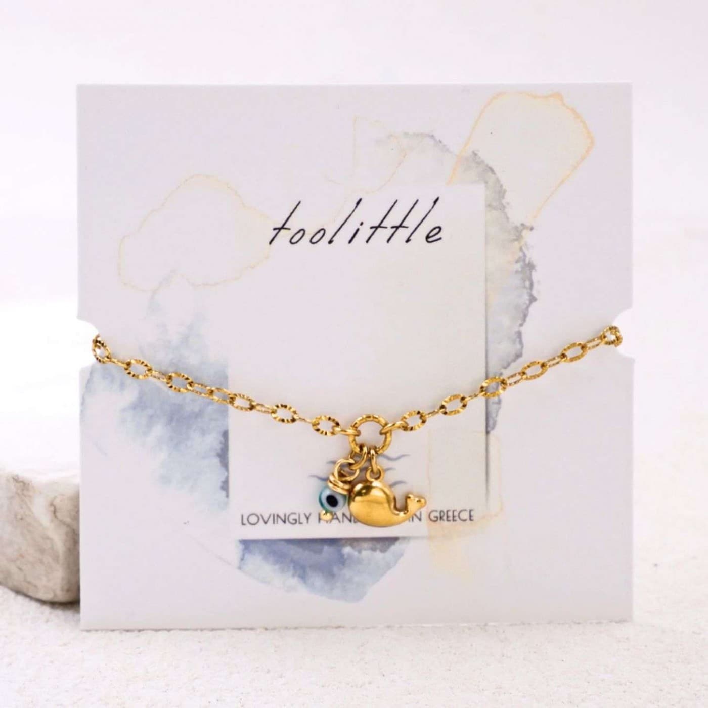 Stainless Steel Jewelry: Gold-plated Bracelet - Metal Whale & Evil Eye — Bracelets from Toolittle