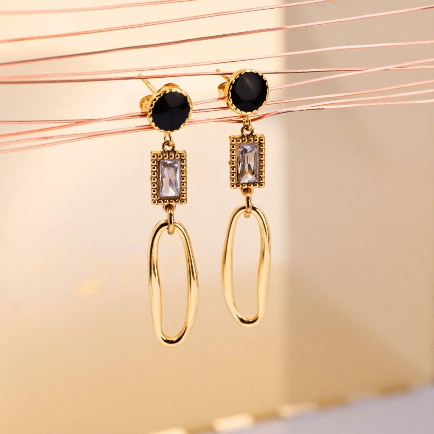 Gold-Plated Earrings - Crystal & Enamel — Earrings from Toolittle