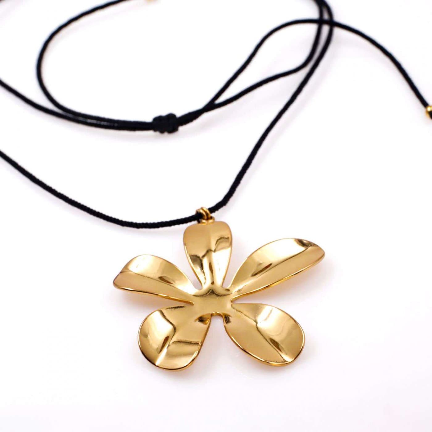 Steel Gold-plated Necklace - Golden Flower — Necklaces from Toolittle