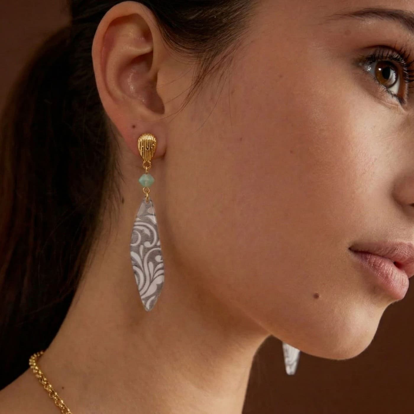Golden Earrings | Plexiglass with Pattern — Earrings from Toolittle
