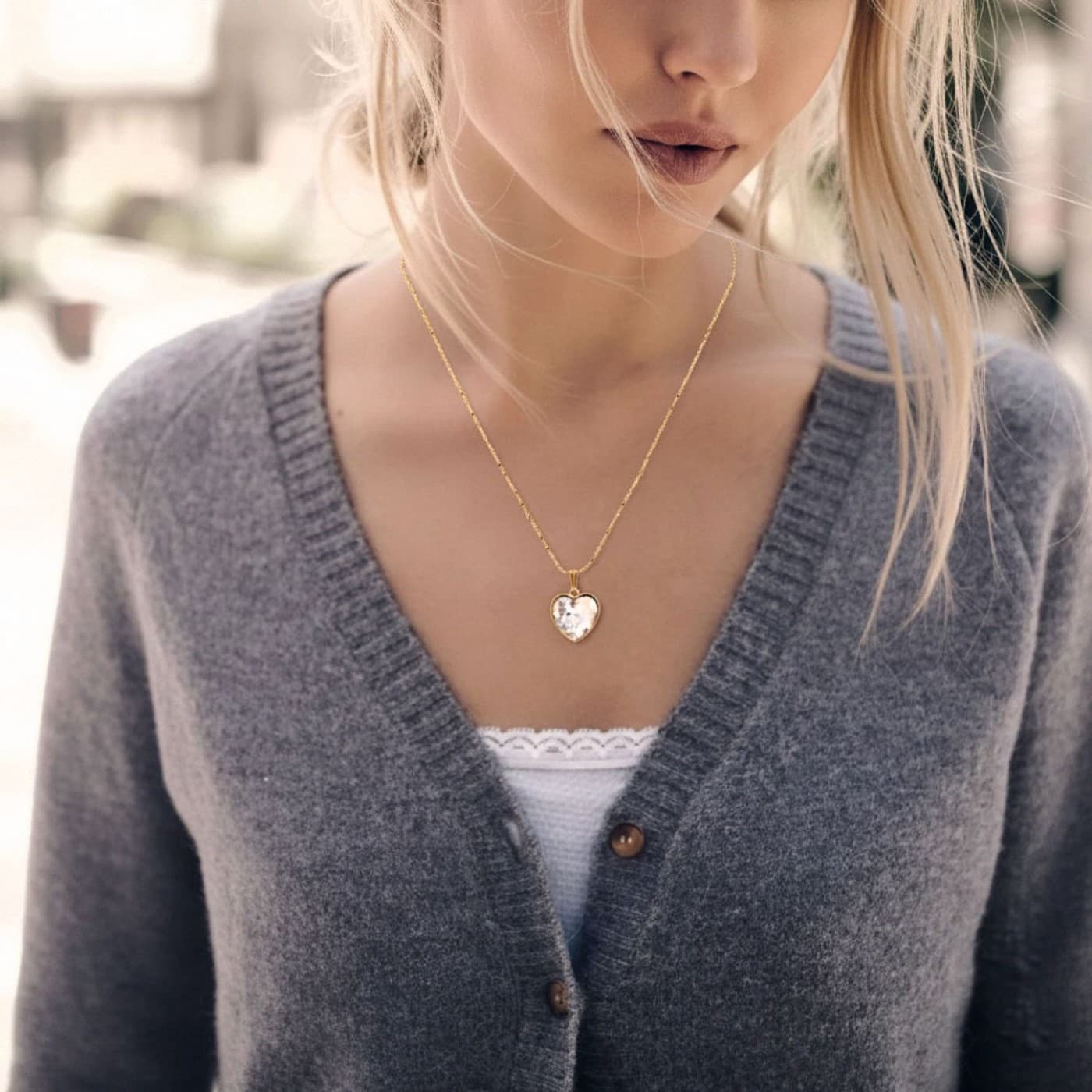 Stainless Steel Necklace - Crystal Heart — Necklaces from Toolittle