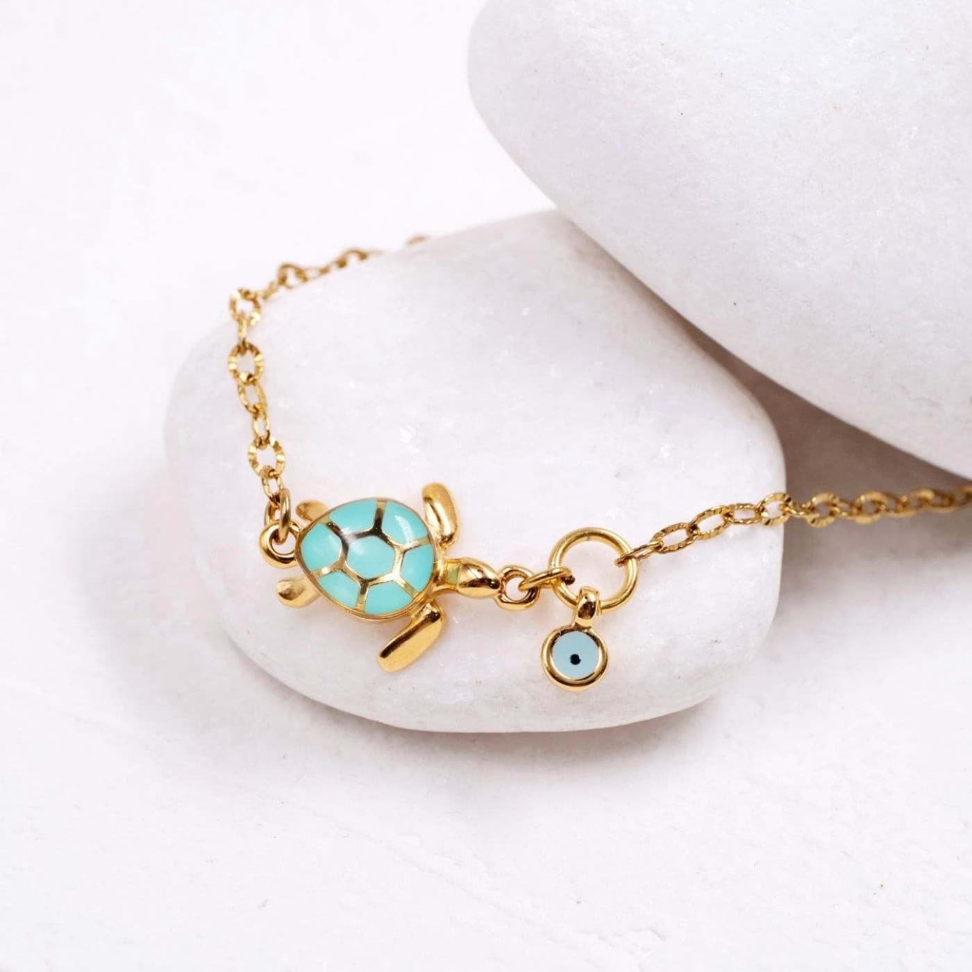 Chain Bracelet: Sea Turtle & Evil Eye — Bracelets from Toolittle