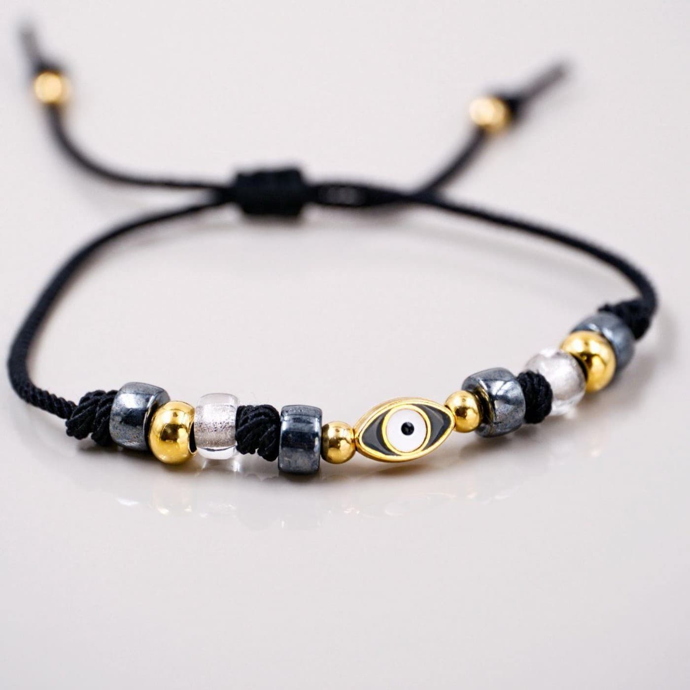 Gold-plated Macrame Bracelet - Evil Eye & Enamel — Bracelets from Toolittle