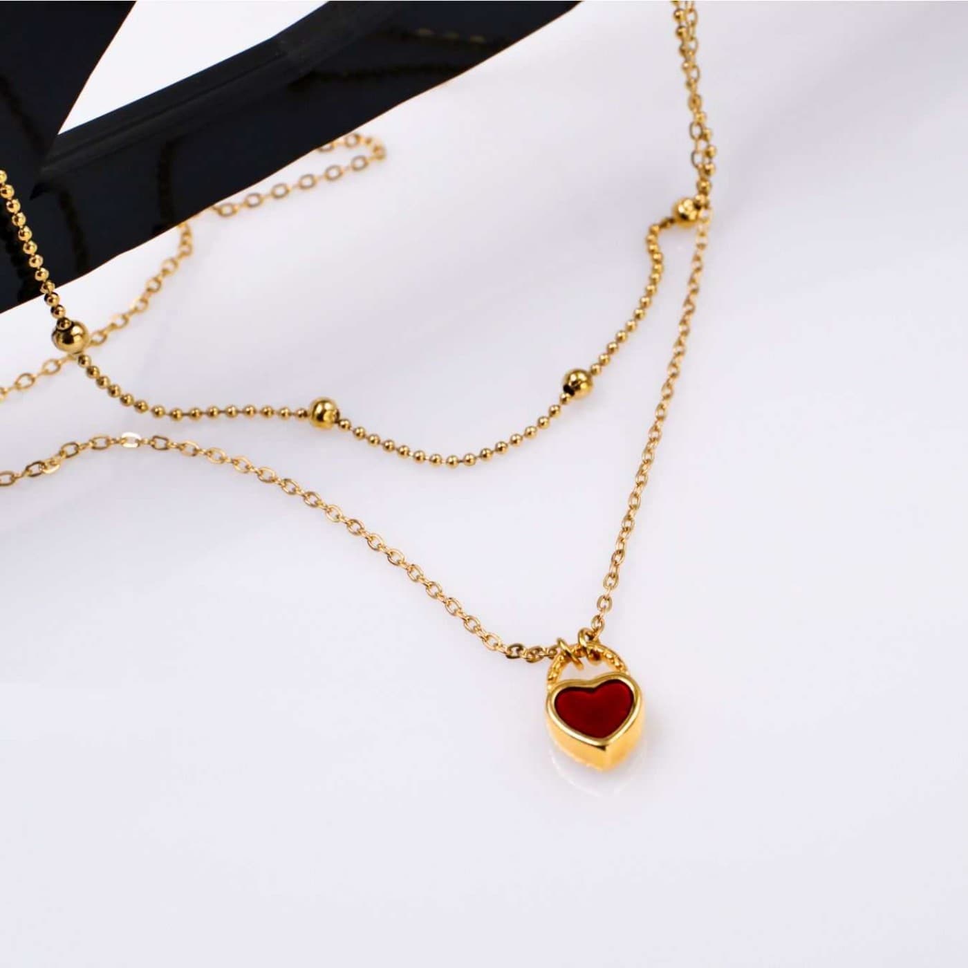 Handmade Layered Necklace - Enamelled Heart — Necklaces from Toolittle