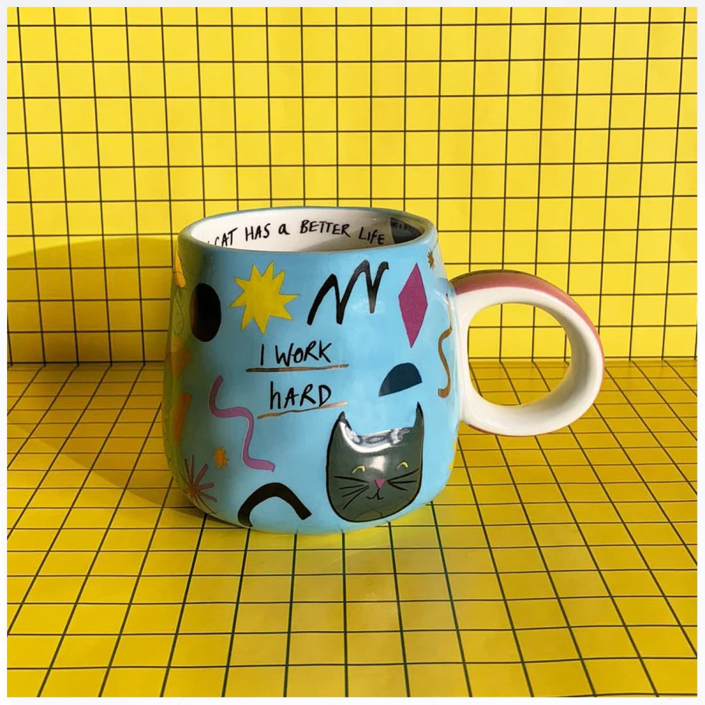 "I Work Hard" Cat Cup — Ceramics & pottery from Toolittle