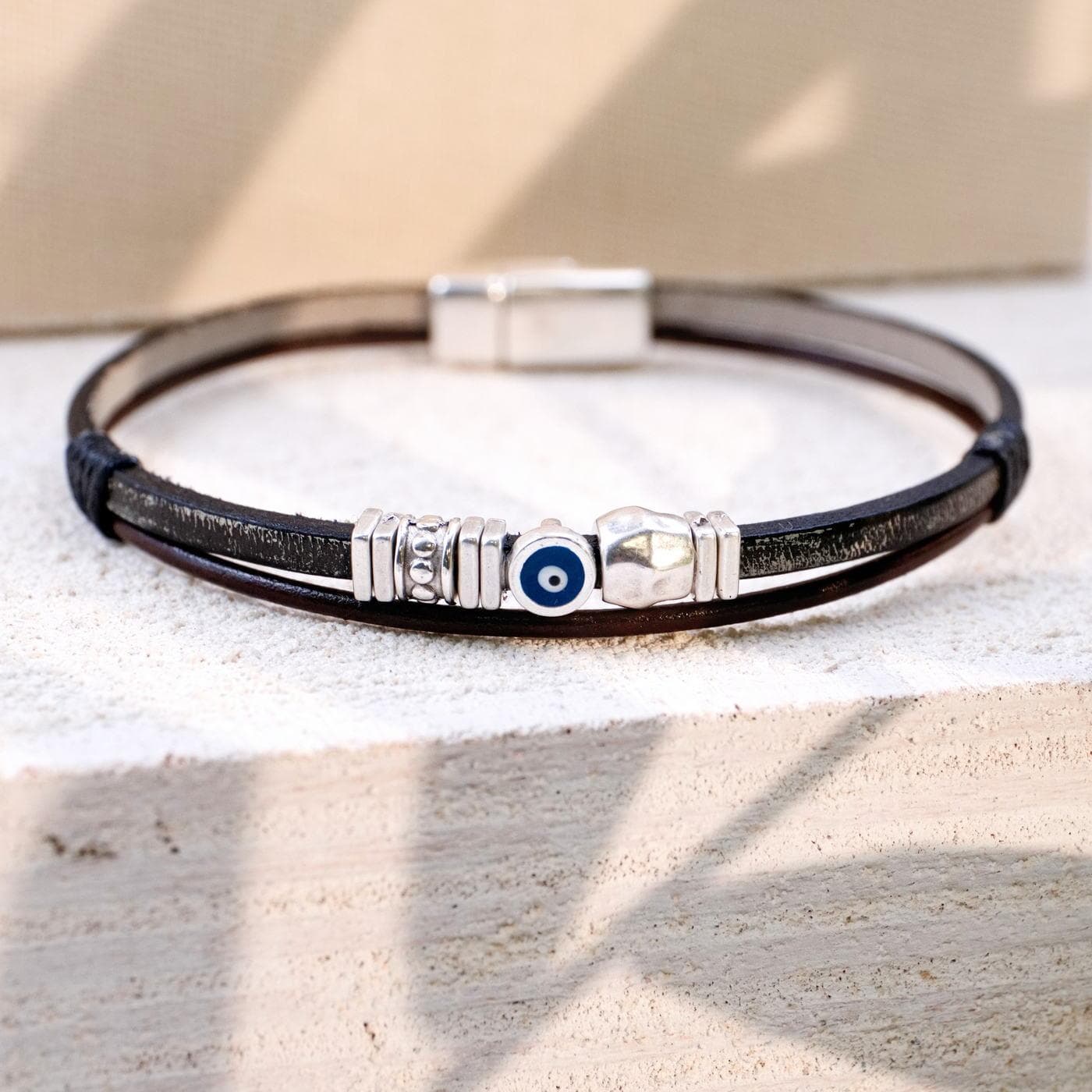 Evil Eye Leather Men's Bracelet — Bracelets from Toolittle