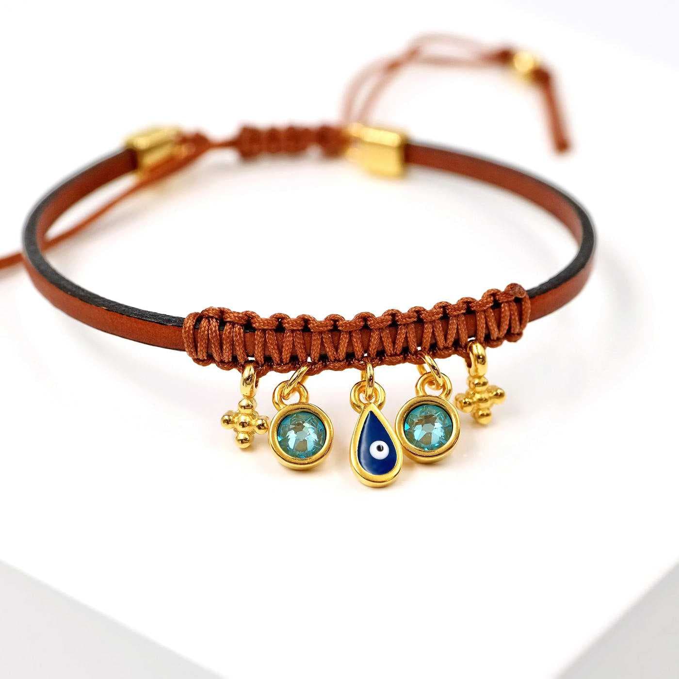 Leather bracelet with crystals and enamel — Bracelets from Toolittle