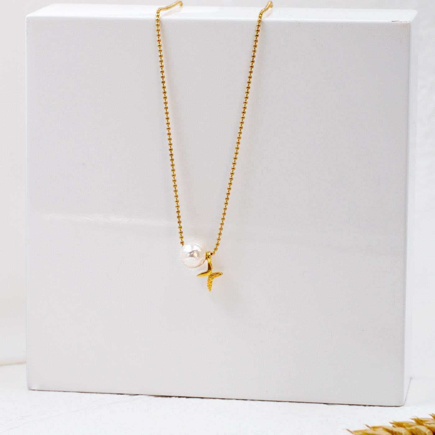 Pearl & Cross short necklace — Necklaces from Toolittle