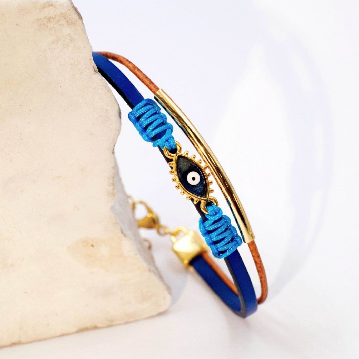 Leather Bracelet with Evil Eye — Bracelets from Toolittle