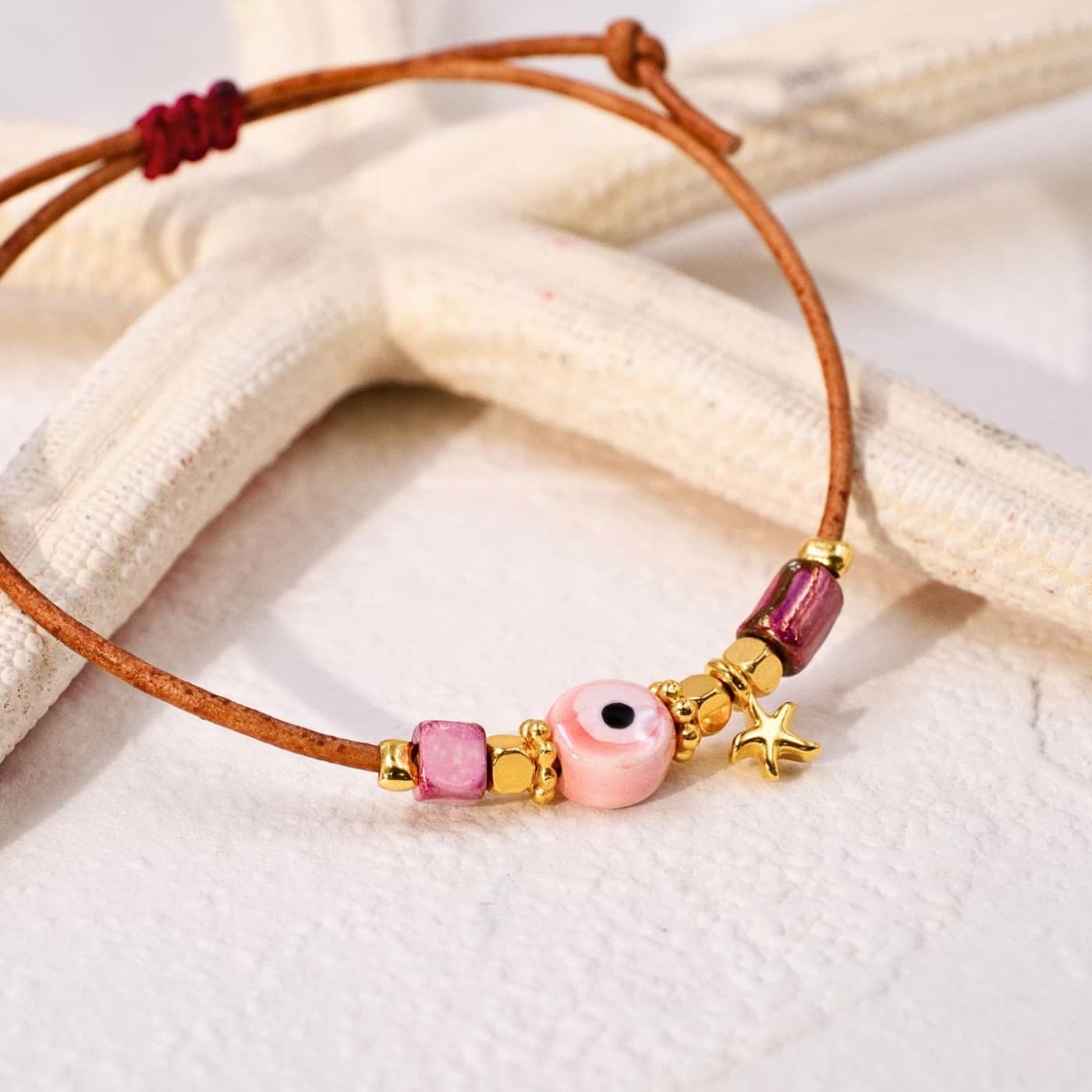 Makrame Bracelet with Ceramic Evil Eye — Bracelets from Toolittle