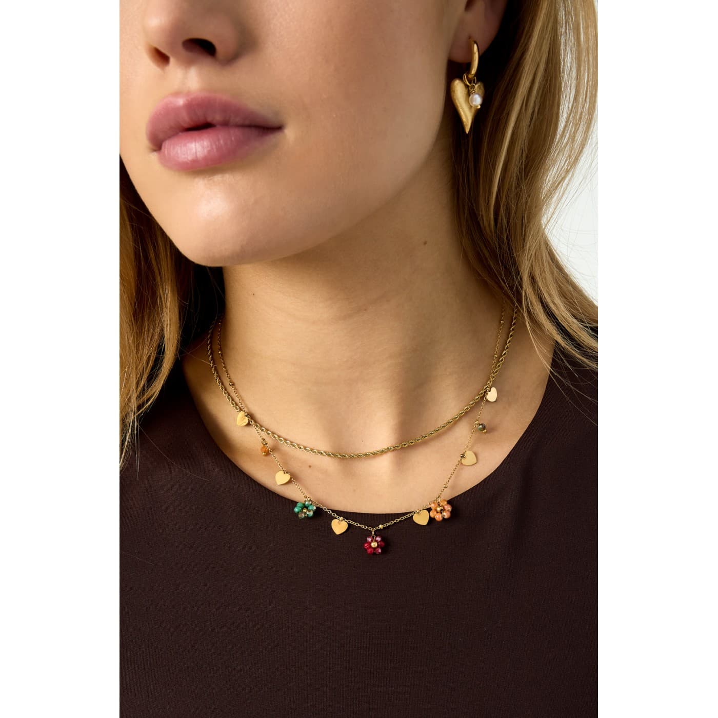 Stainless Steel Jewelry: Necklace with Crystal Flowers — Necklaces from Toolittle