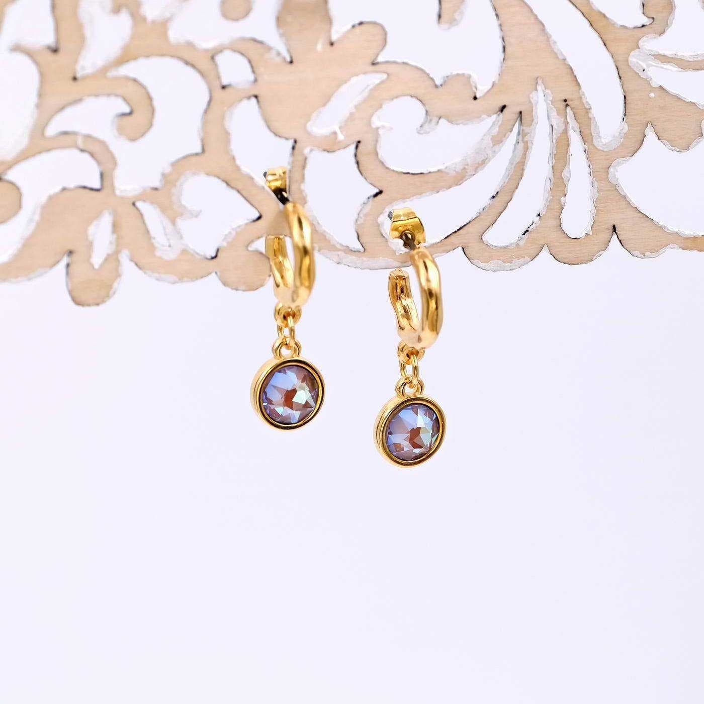 Gold-plated hoop earrings with crystals — Earrings from Toolittle