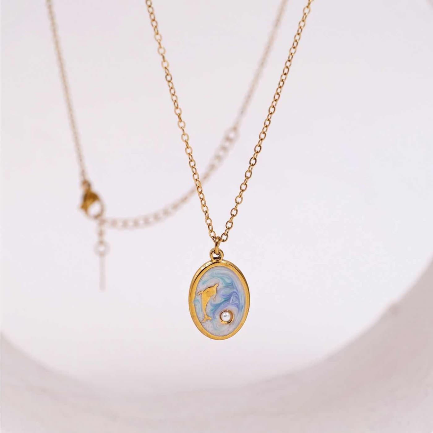 Stainless Steel Jewelry: Mother of Pearl Necklace | Dolphin — Necklaces from Toolittle