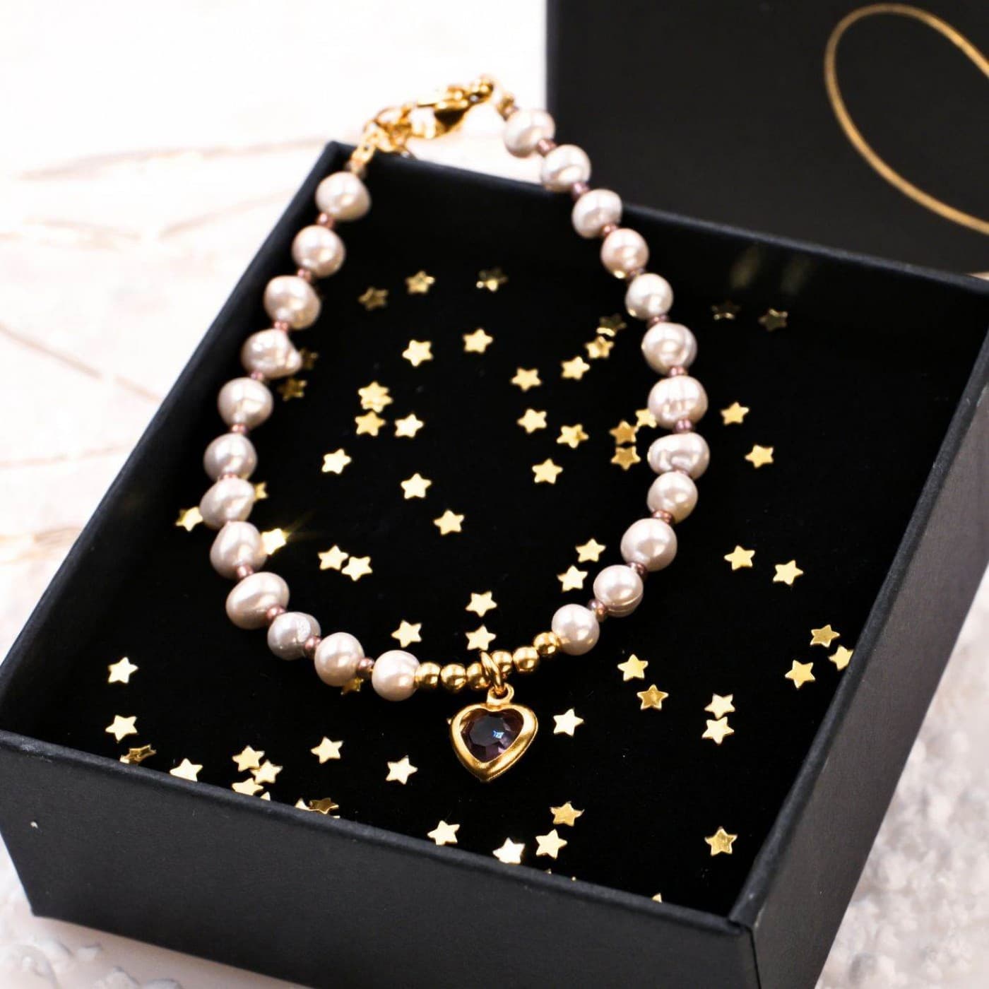 Heart Bracelet: Stainless Steel & Fresh Water Pearls — Bracelets from Toolittle