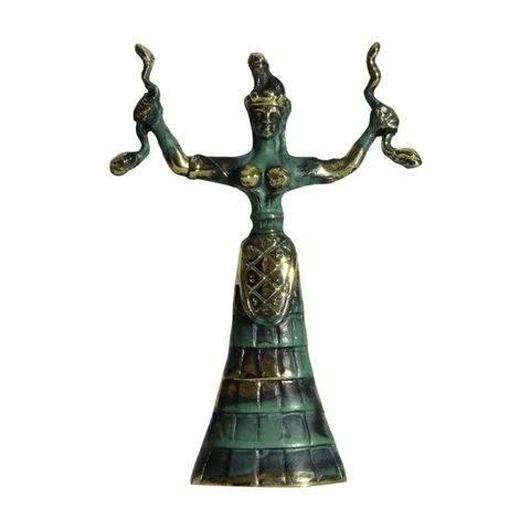 Snake Goddess Statue by Bronze Pavlakis
