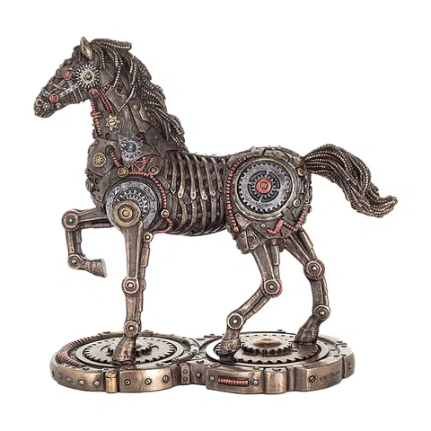 Steampunk Mechanical Horse – Bronze-Finish Statue – 25 cm – view 1