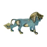 Lion – Bronze Sculpture – 4 cm – Blue & Gold