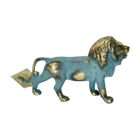 Lion – Bronze Sculpture – 4 cm – Blue & Gold