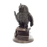 Owl with Quill and Books — Bronze-Finish Statue, 23 cm – view 2