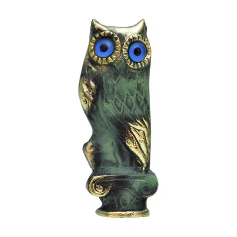 Solid Owl Statue with Base A by Bronze Pavlakis