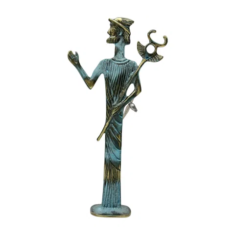 Hermes, Messenger of the Gods – Sculpture – 25 cm – Blue & Gold