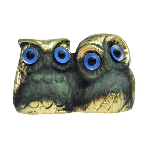 Solid Owl Pair Statue by Bronze Pavlakis