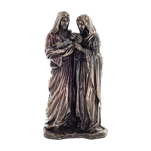 The Holy Family — Joseph, Mary and Jesus — Bronze-Finish Statue – 22 cm – view 1