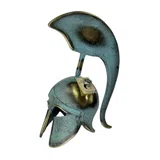 Corinthian Helmet with Tall Crest – 10 cm – Blue & Gold