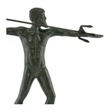 Poseidon with Raised Trident – Solid Sculpture – 23 cm – Dark Green