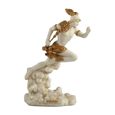 Hermes — Messenger of the Gods — White Statue – 15.5 cm – view 1
