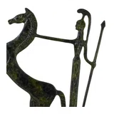 Athena in a Chariot with a Rearing Horse – Sculpture – 19 cm – Dark Green